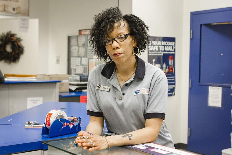 Karen Lassiter at the South Fourth Street post office.