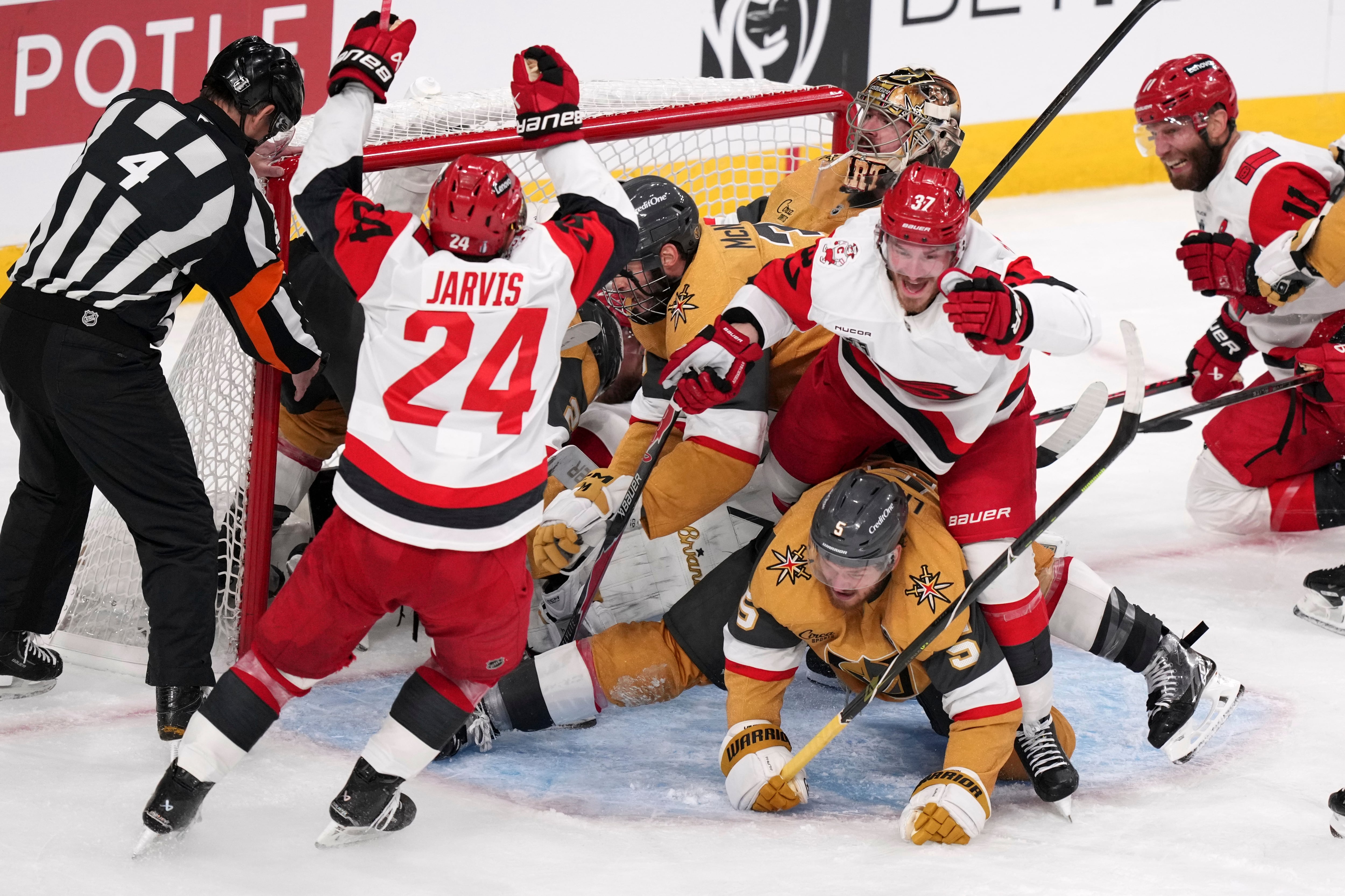 Svechnikov ties it late as Hurricanes rally from 4 down to force OT versus Golden Knights