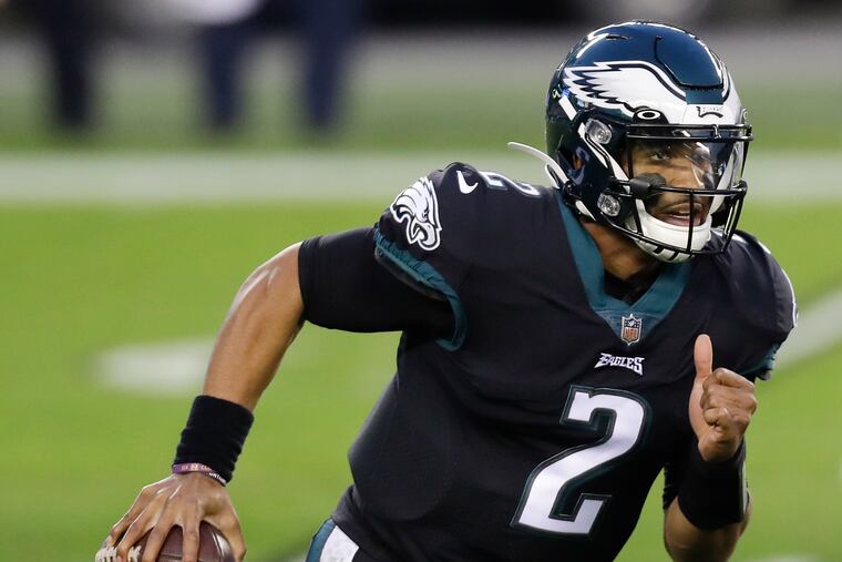 Can Eagles quarterback Jalen Hurts help keep the Eagles in the playoff picture with a win on Sunday against the Cardinals?
