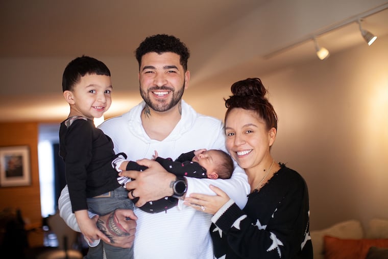 Will and Gabrielle with Liam and baby Emma.