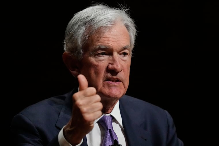 Federal Reserve Chair Jerome Powell addresses students at Harvard University on March 30 in Cambridge, Mass.