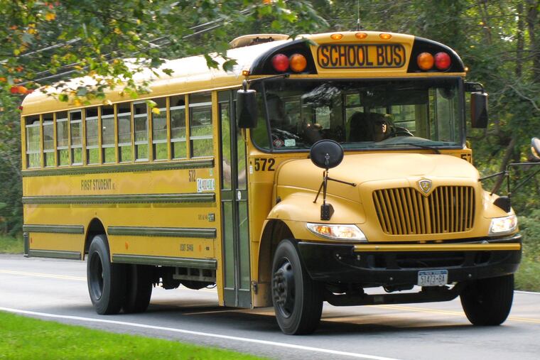 A child in Springfield Township was hit by a car after stepping off a school bus Wednesday afternoon.