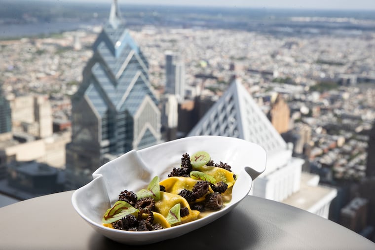 The spring pea agnolotti at Jean-Georges on the 59th floor of the Four Seasons Hotel.