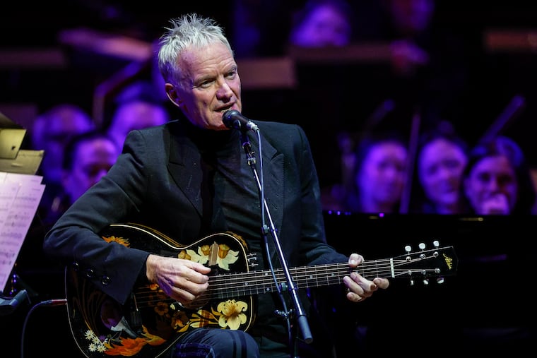 Sting singing "Roxanne" with the Philadelphia Orchestra in Verizon Hall on Friday night.