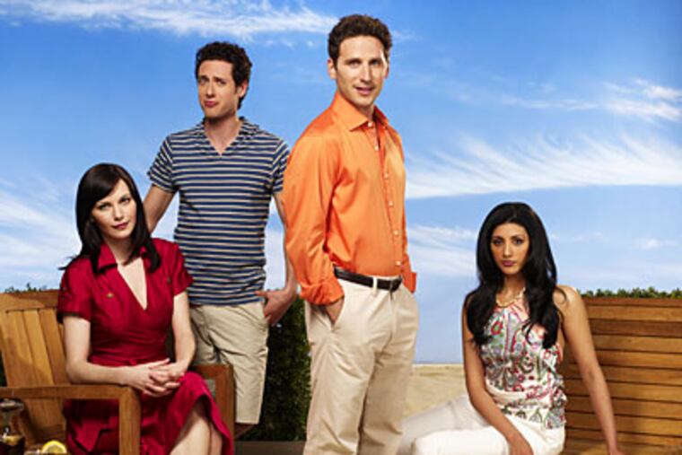 From left: Jill Flint as Jill Casey, Paulo Costanzo as Evan Lawson, Mark Feuerstein as Dr. Hank Lawson, and Reshma Shetty as Divya in "Royal Pains."