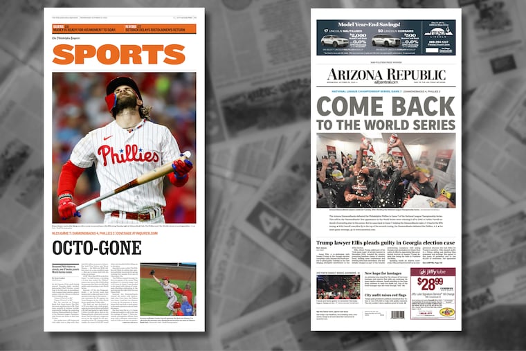 Comparing The Philadelphia Inquirer's front page to Arizona Republic's following the Phillies' loss to the Diamondbacks.