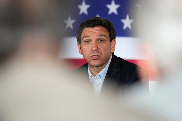 Florida Gov. Ron DeSantis speaks at a political roundtable on Friday in Bedford, N.H.