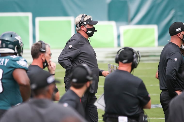 Eagles Head coach Doug Pederson watches his team take on the Cincinnati Bengals during the first quarter on Sunday.