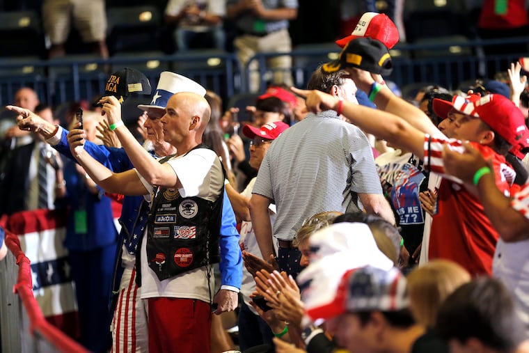 The crowd cheers at a campaign rally for Donald Trump in Youngstown, Ohio, on Saturday.