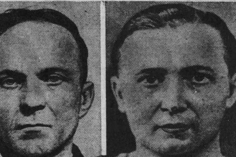 Robert H. "Bobby" Mais (right) was a key cog in the "Tri-State Gang" along with his lieutenant, Walter Legenza (left). The duo were sentenced to death for the killing of a Federal Reserve truck driver in 1934.