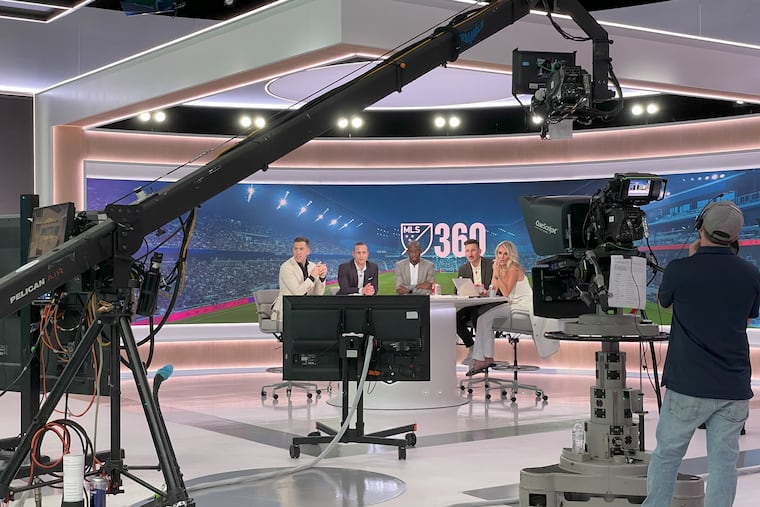 Broadcasters (from left) Kevin Egan, Ian Joy, Bradley Wright-Phillips, Sacha Kljestan, and Kaylyn Kyle during a "MLS 360" show last month.
