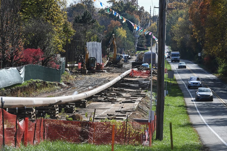 Sunoco's Mariner East pipeline being installed on North Chester Road in East Goshen Township, Chester County.