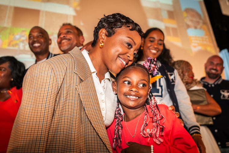Quinta Brunson at Andrew Hamilton Elementary School, in Philadelphia, May 29, 2025.