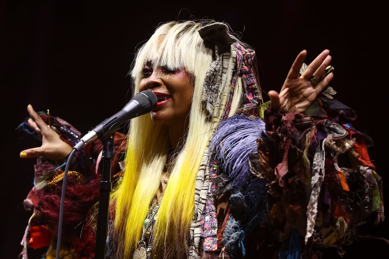 Erykah Badu performs during the second day of the Roots Picnic at the Belmont Plateau on Sunday, May 31, 2026.