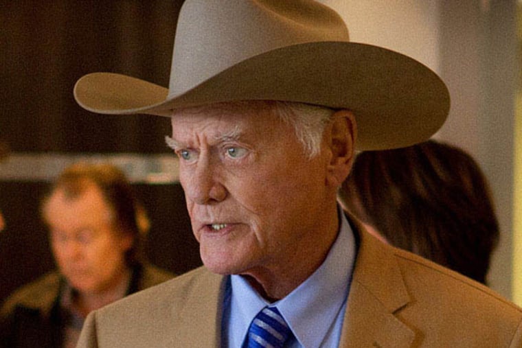 "DALLAS": Josh Henderson and Larry Hagman . Photo Credit: Zade Rosenthal