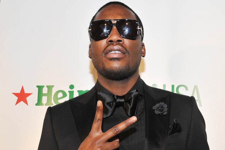 Meek Mill is seen at the Hip-Hop Inaugural Ball on Sunday, Jan. 20 in Washington. (Photo by Larry French/Invision/AP)