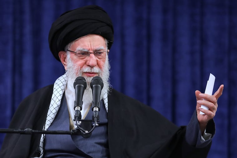 Iranian Supreme Leader Ayatollah Ali Khamenei speaks during a meeting in Tehran, Iran, on Tuesday, Feb. 17.