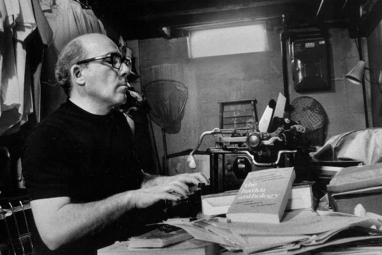 aiku poet Nick Virgilio works at a typewriter at his home in Camden, N.J., in this April 11, 1974, photo.