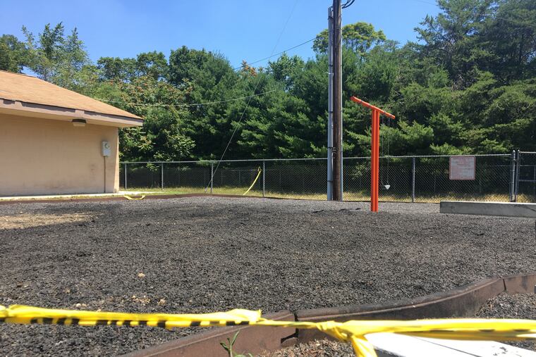 Yellow tape marks off the Bowen Recreational Center’s playground, which was destroyed last Saturday morning.
