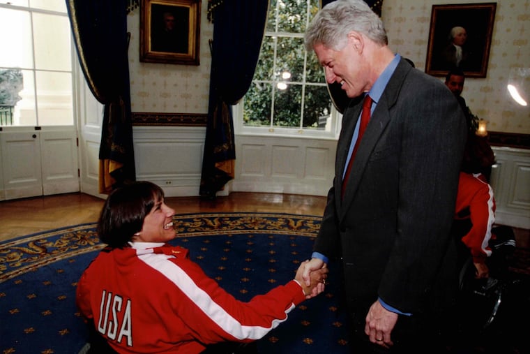 Mrs. Hand, a member of two U.S. Paralympic equestrian teams, met President Bill Clinton at the White House.