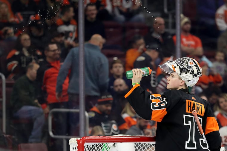 Goaltender Carter Hart will make his second straight start when the Flyers host St. Louis on Monday. Both teams are struggling.
