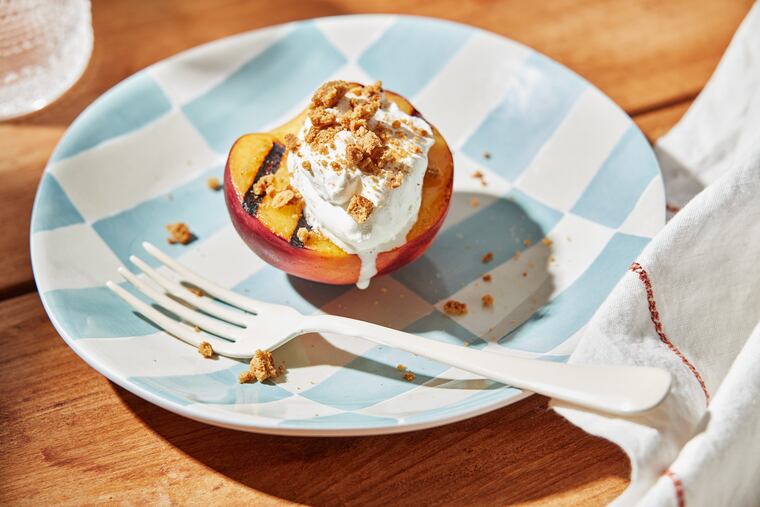 Grilled Peaches With Mascarpone Whipped Cream. Tom McCorkle for the Washington Post; food styling by Gina Nistico for the Washington Post
