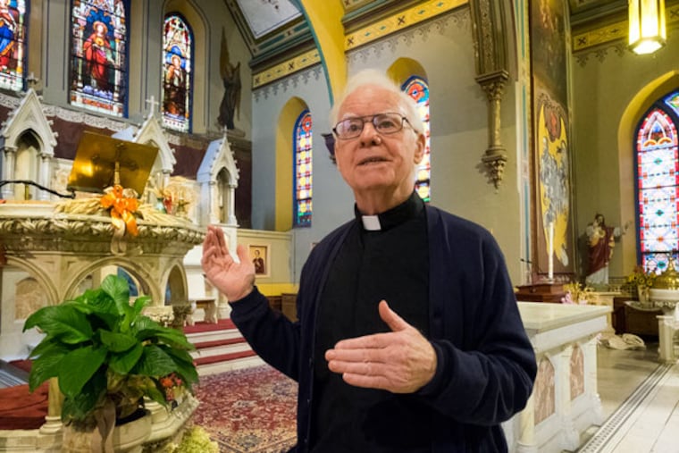 Monsignor Michael Doyle reflects on his 40 years of service to the city of Camden. “I always felt that if I ever became a pastor, I wanted to be in Camden,” said Doyle, who turns 81 in November. (ED HILLE/Staff Photographer)