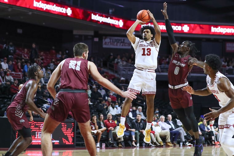 Temple guard Tai Strickland shoots the ball against Maryland-Eastern Shore.