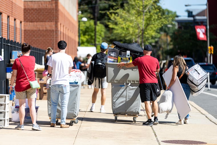 Students begin moving into the dorms at Temple University in Philadelphia, Pa., on Thursday, August, 18, 2022.