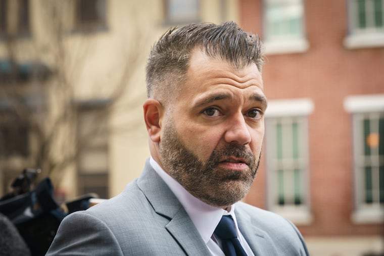 Mark D'Amico, one of three people involved in a GoFundMe scam, outside court after being sentenced in federal court in Camden on Friday.