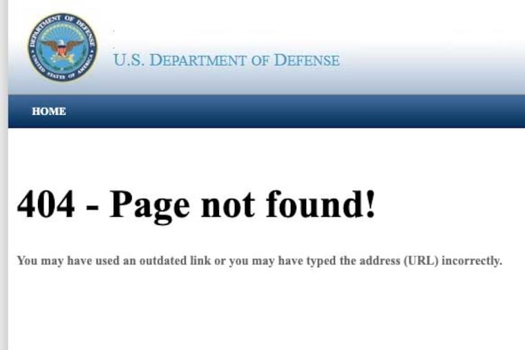 A search of Defense Department images flagged for removal in the Pentagon’s DEI purge in an Associated Press database relevant to Philadelphia returned either error pages or images of DEI events.