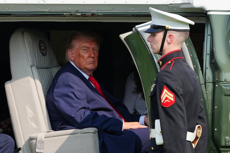 President Donald Trump departs on Marine One after speaking at the United States Army War College in Carlisle, Pa., at the Pennsylvania Defense and Innovation Summit, Wednesday, July 15, 2026.