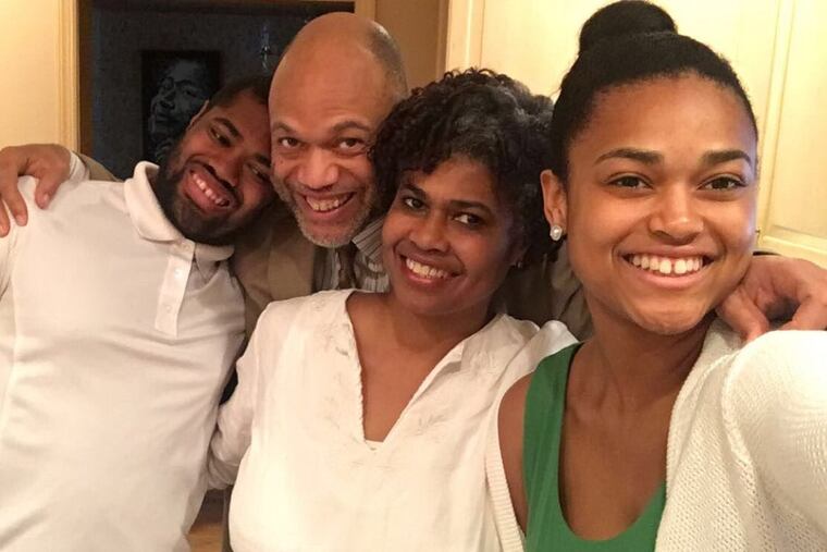 Mr. Jones (second from left) with, from left, son Merven, wife Andrea and daughter Jayna. He married Andrea in 1992 after meeting her as a Temple freshman.
