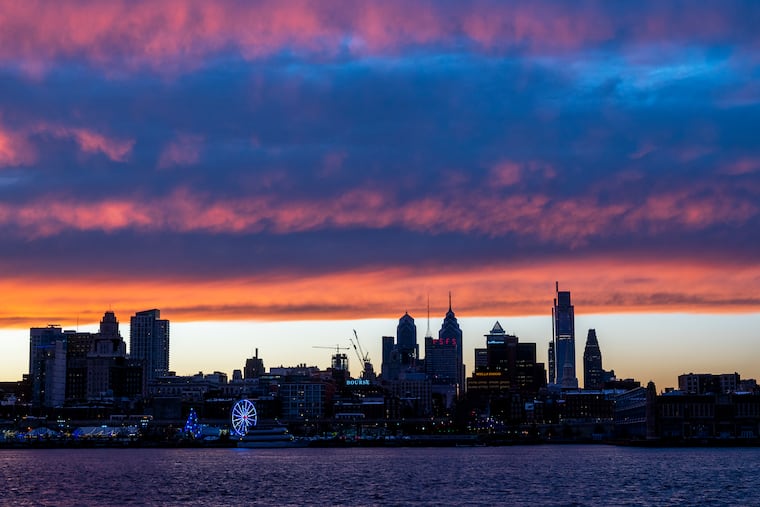 The Philadelphia skyline is photographed from Camden Delaware River Waterfront Jan. 3, 2022.