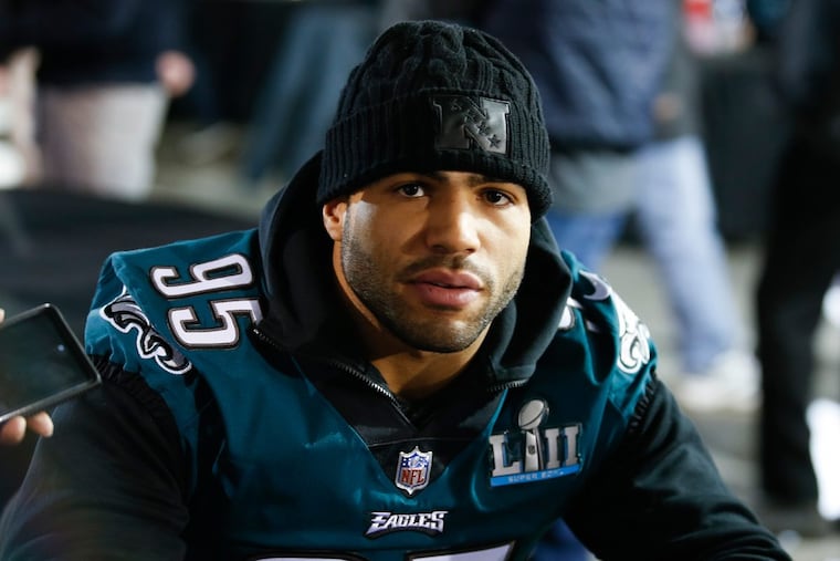 Eagles outside linebacker Mychal Kendricks during a press conference at the Mall of America.