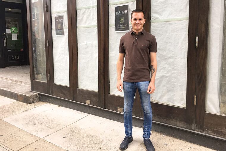 Bastien Ornano outside his future J’aime French Bakery, 212 S. 12th St.