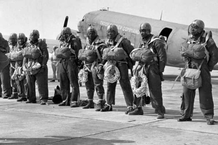 Members of the Triple Nickles, an all-black paratroop unit in which Malvin Brown served in World War II; they served stateside because white commanders in Europe feared racial tensions,