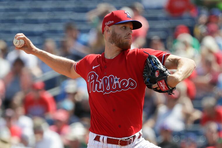 Phillies pitcher Zack Wheeler throws in the second inning against the Minnesota Twins on Tuesday.