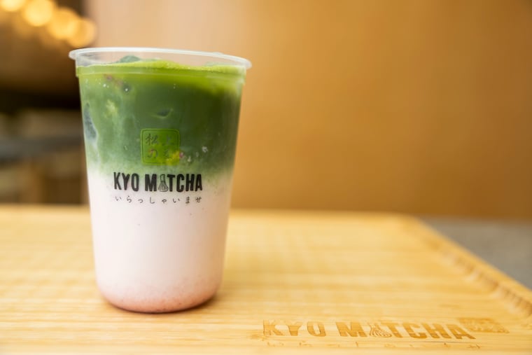 A Strawberry Matcha Latte at Kyo Matcha in Chinatown.