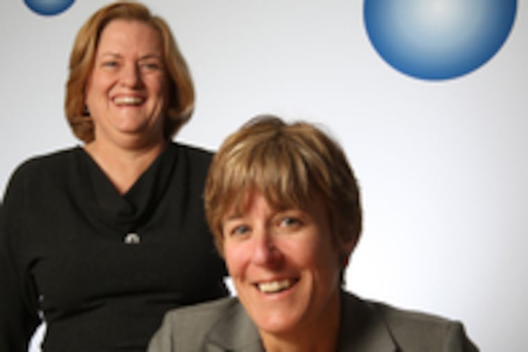 Successive, successful entrepreneurs Terri Sebree (left) and Jane Hollingsworth founded NuPathe Inc. of Conshohocken, which develops treatments and technologies for neurologic and psychiatric disorders.