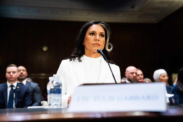 Tulsi Gabbard meets with the Senate Intelligence Committee for her confirmation hearing in January.
