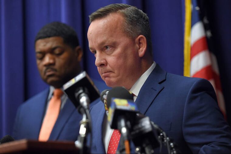 Baltimore City Police Commissioner Kevin Davis at a Dec. 1, 2017, news conference updating information of the investigation into the death of Detective Sean Suiter.