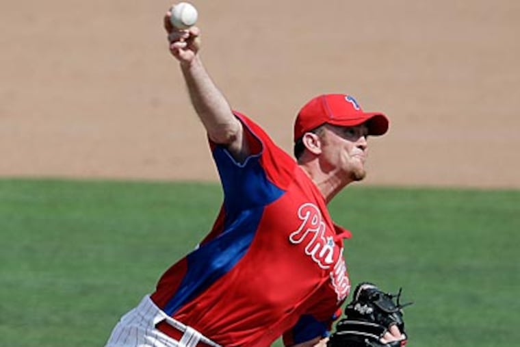 Brad Lidge has not thrown a pitch since March 24 in a Grapefruit League game. (David Maialetti/Staff Photographer)