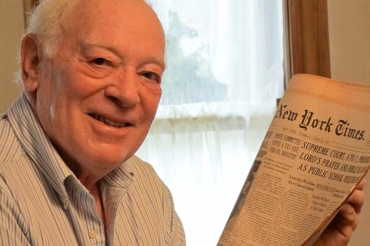 Ellery Schempp was a 16-year-old junior at Abington Senior High School when his homeroom protest against mandatory bible readings at the start of school each day evolved into a 1963 U.S. Supreme Court ruling that such readings are unconstitutional. This year marks the 50th anniversary of that landmark decision.
Photo credit: Gary Langley
