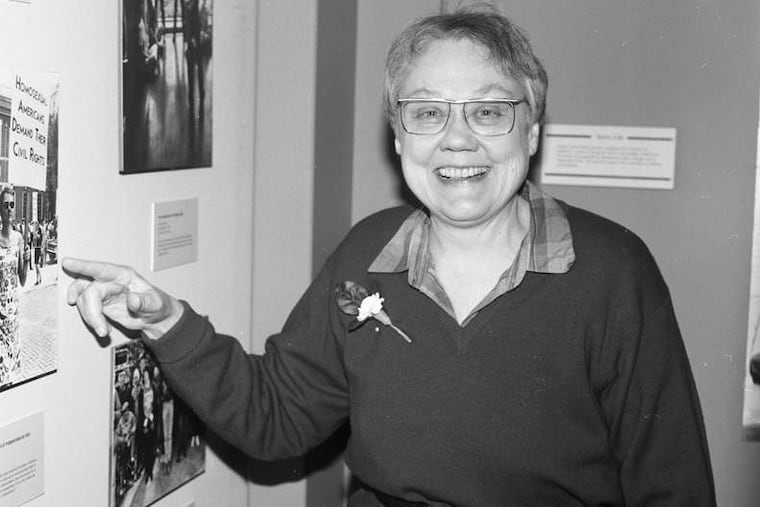 Barbara Gittings , in 1984, was a co-organizer of the Annual Reminder protests. "There were scarcely 200 of us in the whole United States," she said of early gay activists. HSP