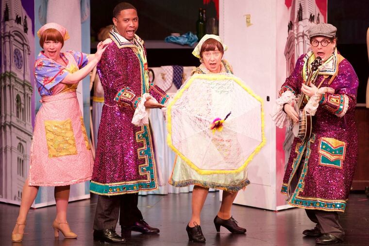 "The Three Maries, A Philadelphia Phable": (from left) Deirdre Finnegan, Franklin Anthony, Mary Martello, and Josh Totora in the musical at the Prince Theater.