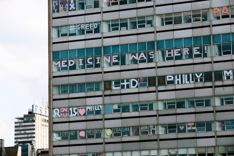 Messages appeared in some of the windows at Hahnemann University Hospital on Thursday. According to 6ABC the messages were left by medical residents and staff of the hospital after they were informed, on Wednesday, that their residencies would end soon and that they were now released from the hospital.
