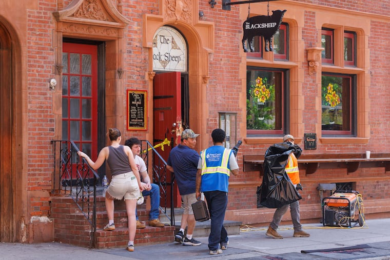 The Black Sheep Pub at 17th and Latimer Streets near Rittenhouse Square, which was struck by an overnight fire.