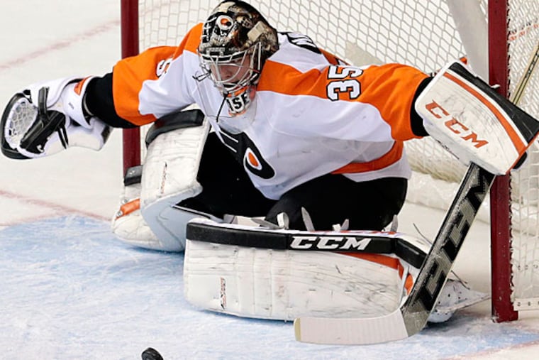 Flyers goalie Steve Mason. (Mark Humphrey/AP)