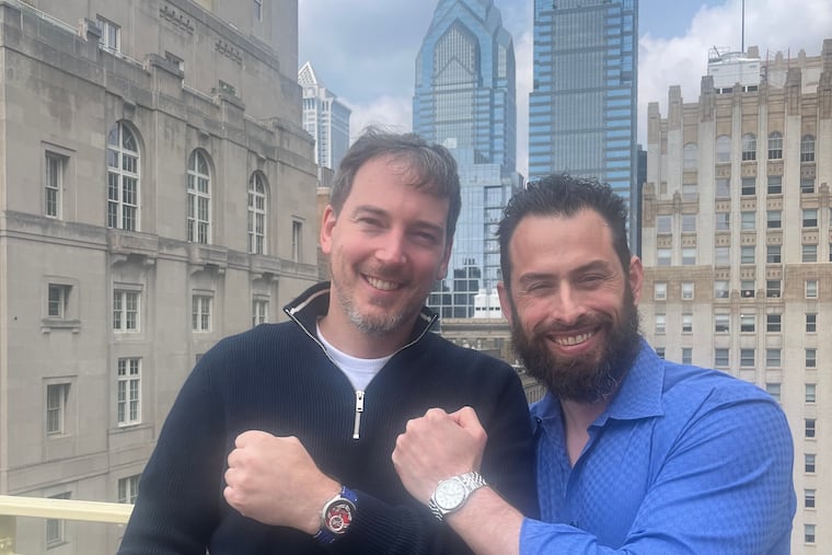 Andrew Morgan (left), CEO, and Timothy Mancuso, marketing chief, of Andrew Morgan Watches. They're concerned about the new high U.S. tariffs on imports from Switzerland.